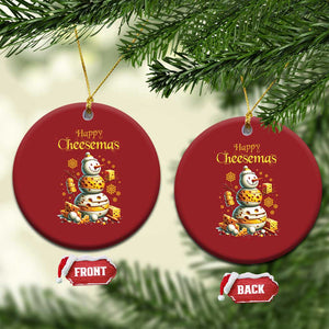 Xmas Cheese Lover Christmas Ornament Happy Cheesemas Merry Xmas TS02 Circle Red Print Your Wear