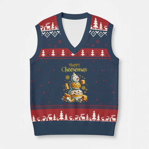 Xmas Cheese Lover V-Neck Knit Sweater Vest Happy Cheesemas Merry Xmas TS02 Navy Red Print Your Wear