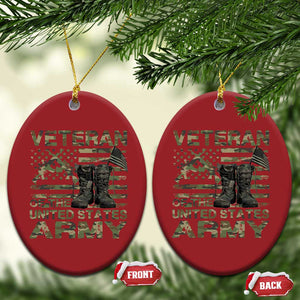 American Veteran Christmas Ornament Of The US Army Camouflage Flag TS02 Oval Red Print Your Wear