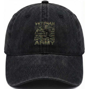 American Veteran Washed Cotton Baseball Cap Of The US Army Camouflage Flag TS02 Washed Cap Universal Fit Black Print Your Wear