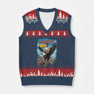 Patriotic Americanana Speed Legend 16 Tribute V-Neck Knit Sweater Vest American Hero Bald Eagle Speedway Memorial TS02 Navy Red Print Your Wear