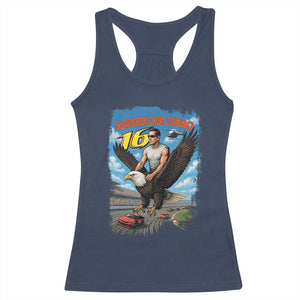 Patriotic Americanana Speed Legend 16 Tribute Racerback Tank Top American Hero Bald Eagle Speedway Memorial TS02 Navy Print Your Wear