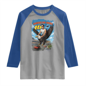 Patriotic Americanana Speed Legend 16 Tribute Raglan Shirt American Hero Bald Eagle Speedway Memorial TS02 Sport Gray Royal Print Your Wear