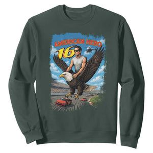 Patriotic Americanana Speed Legend 16 Tribute Sweatshirt American Hero Bald Eagle Speedway Memorial TS02 Dark Forest Green Print Your Wear