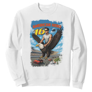 Patriotic Americanana Speed Legend 16 Tribute Sweatshirt American Hero Bald Eagle Speedway Memorial TS02 White Print Your Wear