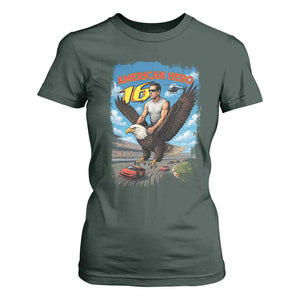 Patriotic Americanana Speed Legend 16 Tribute T Shirt For Women American Hero Bald Eagle Speedway Memorial TS02 Dark Forest Green Print Your Wear