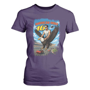 Patriotic Americanana Speed Legend 16 Tribute T Shirt For Women American Hero Bald Eagle Speedway Memorial TS02 Purple Print Your Wear