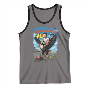 Patriotic Americanana Speed Legend 16 Tribute Tank Top American Hero Bald Eagle Speedway Memorial TS02 Deep Heather Black Print Your Wear