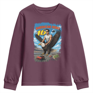 Patriotic Americanana Speed Legend 16 Tribute Youth Sweatshirt American Hero Bald Eagle Speedway Memorial TS02 Maroon Print Your Wear
