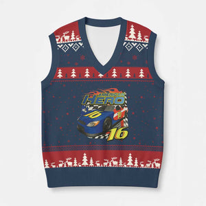 Vintage Americana Speed Legend 16 Tribute V-Neck Knit Sweater Vest American Hero #16 Stock Car Memorial - Print Your Wear