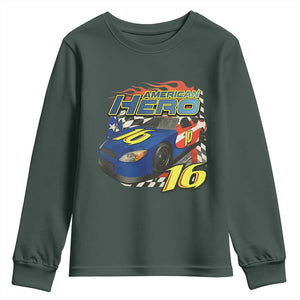 Vintage Americana Speed Legend 16 Tribute Youth Sweatshirt American Hero #16 Stock Car Memorial - Print Your Wear