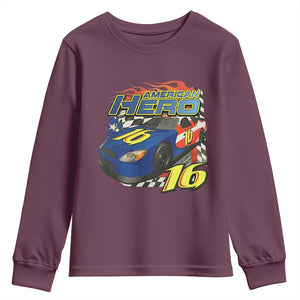 Vintage Americana Speed Legend 16 Tribute Youth Sweatshirt American Hero #16 Stock Car Memorial - Print Your Wear