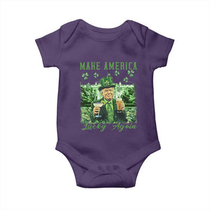 Funny St Patrick's Day Trump Baby Onesie Make America Lucky Again TS02 Purple Print Your Wear