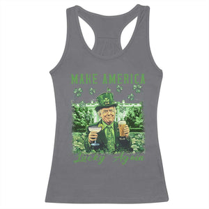 Funny St Patrick's Day Trump Racerback Tank Top Make America Lucky Again TS02 Charcoal Print Your Wear
