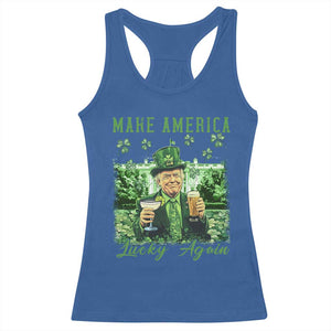 Funny St Patrick's Day Trump Racerback Tank Top Make America Lucky Again TS02 Royal Blue Print Your Wear