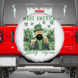 Funny St Patrick's Day Trump Spare Tire Cover Make America Lucky Again TS02 White Print Your Wear
