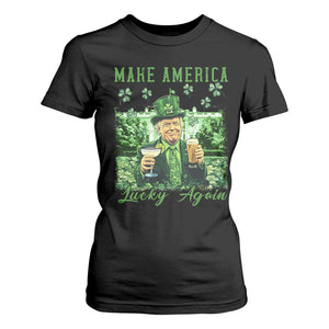 Funny St Patrick's Day Trump T Shirt For Women Make America Lucky Again TS02 Black Print Your Wear
