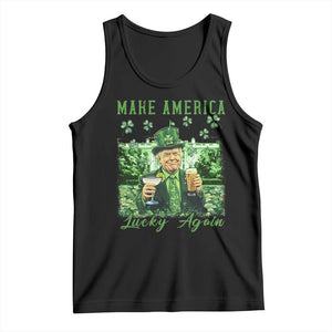 Funny St Patrick's Day Trump Tank Top Make America Lucky Again TS02 Black Print Your Wear