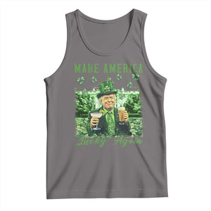 Funny St Patrick's Day Trump Tank Top Make America Lucky Again TS02 Deep Heather Print Your Wear