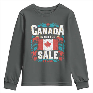 Canada Is Not For Sale Youth Sweatshirt TS02 Dark Heather Print Your Wear