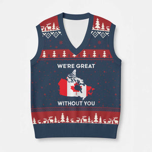 Canada Is Not For Sale V-Neck Knit Sweater Vest 51st State Not For Sale Were Great Without You TS02 Navy Red Print Your Wear