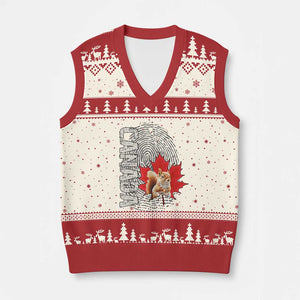Canada Pride V-Neck Knit Sweater Vest Maple Leaf Squirrel Canadian Roots TS02 Beige Red Print Your Wear