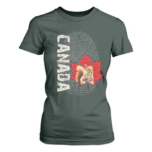 Canada Pride T Shirt For Women Maple Leaf Squirrel Canadian Roots TS02 Dark Forest Green Print Your Wear