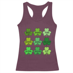 Funny St Patricks Day Skibi Rizz Racerback Tank Top No Cap TS02 Maroon Print Your Wear