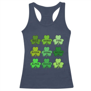 Funny St Patricks Day Skibi Rizz Racerback Tank Top No Cap TS02 Navy Print Your Wear