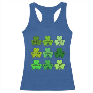 Funny St Patricks Day Skibi Rizz Racerback Tank Top No Cap TS02 Royal Blue Print Your Wear