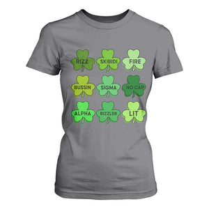 Funny St Patricks Day Skibi Rizz T Shirt For Women No Cap TS02 Charcoal Print Your Wear