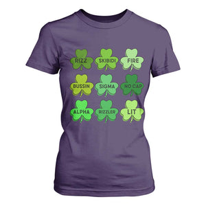 Funny St Patricks Day Skibi Rizz T Shirt For Women No Cap TS02 Purple Print Your Wear