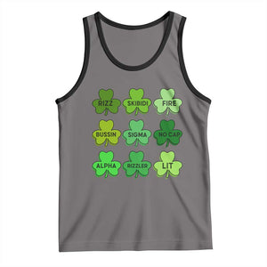 Funny St Patricks Day Skibi Rizz Tank Top No Cap TS02 Deep Heather Black Print Your Wear