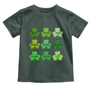 Funny St Patricks Day Skibi Rizz Toddler T Shirt No Cap TS02 Dark Forest Green Print Your Wear