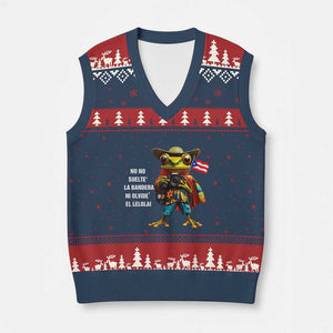 Puerto Rico Coqui V-Neck Knit Sweater Vest Debí Tirar Más Fotos TS02 Navy Red Print Your Wear