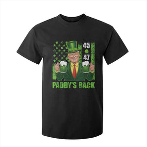 Funny St Patrick's Day Trump T Shirt For Kid Paddy's Back 45 47 President USA Flag TS02 Black Print Your Wear