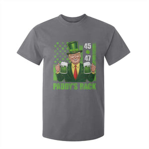 Funny St Patrick's Day Trump T Shirt For Kid Paddy's Back 45 47 President USA Flag TS02 Charcoal Print Your Wear