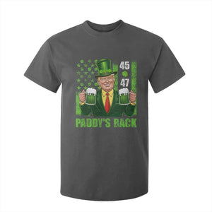 Funny St Patrick's Day Trump T Shirt For Kid Paddy's Back 45 47 President USA Flag TS02 Dark Heather Print Your Wear