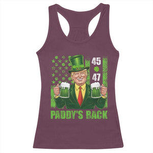 Funny St Patrick's Day Trump Racerback Tank Top Paddy's Back 45 47 President USA Flag TS02 Maroon Print Your Wear