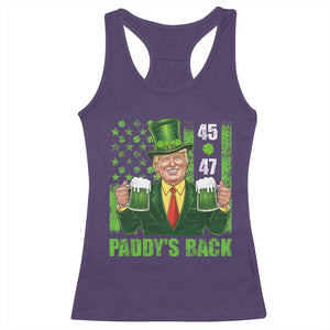 Funny St Patrick's Day Trump Racerback Tank Top Paddy's Back 45 47 President USA Flag TS02 Purple Print Your Wear