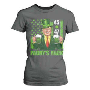 Funny St Patrick's Day Trump T Shirt For Women Paddy's Back 45 47 President USA Flag TS02 Dark Heather Print Your Wear