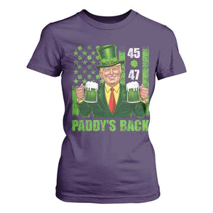 Funny St Patrick's Day Trump T Shirt For Women Paddy's Back 45 47 President USA Flag TS02 Purple Print Your Wear