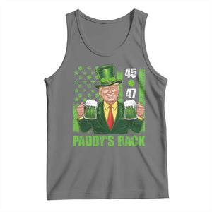 Funny St Patrick's Day Trump Tank Top Paddy's Back 45 47 President USA Flag TS02 Black Heather Print Your Wear
