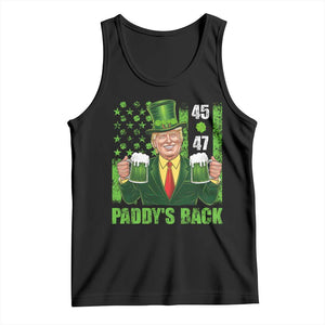 Funny St Patrick's Day Trump Tank Top Paddy's Back 45 47 President USA Flag TS02 Black Print Your Wear