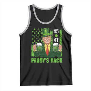 Funny St Patrick's Day Trump Tank Top Paddy's Back 45 47 President USA Flag TS02 Black Athletic Heather Print Your Wear
