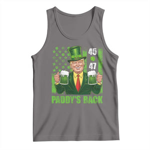 Funny St Patrick's Day Trump Tank Top Paddy's Back 45 47 President USA Flag TS02 Deep Heather Print Your Wear