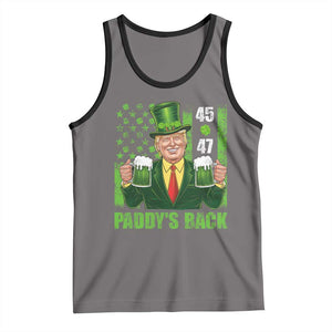Funny St Patrick's Day Trump Tank Top Paddy's Back 45 47 President USA Flag TS02 Deep Heather Black Print Your Wear