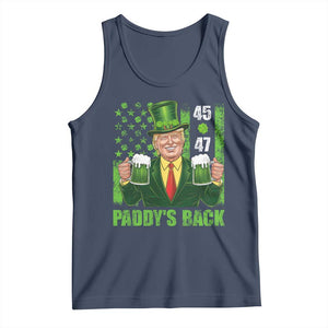 Funny St Patrick's Day Trump Tank Top Paddy's Back 45 47 President USA Flag TS02 Navy Print Your Wear