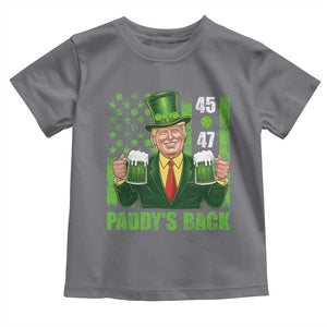 Funny St Patrick's Day Trump Toddler T Shirt Paddy's Back 45 47 President USA Flag TS02 Charcoal Print Your Wear