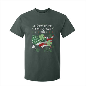 Funny St Patrick's Day Trump T Shirt For Kid Lucky To Be American 2025 TS02 Dark Forest Green Print Your Wear